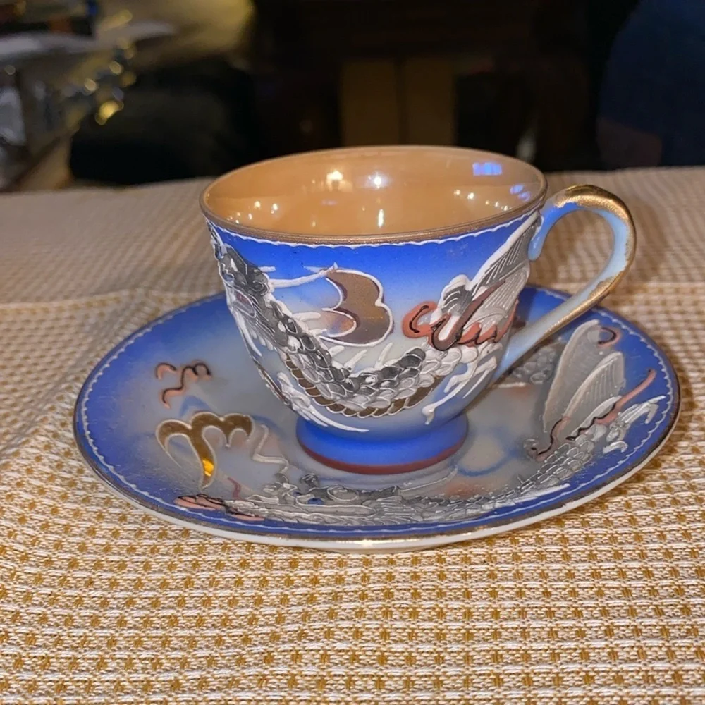 Vintage Hand Painted Japan Dragonware teacup and saucer